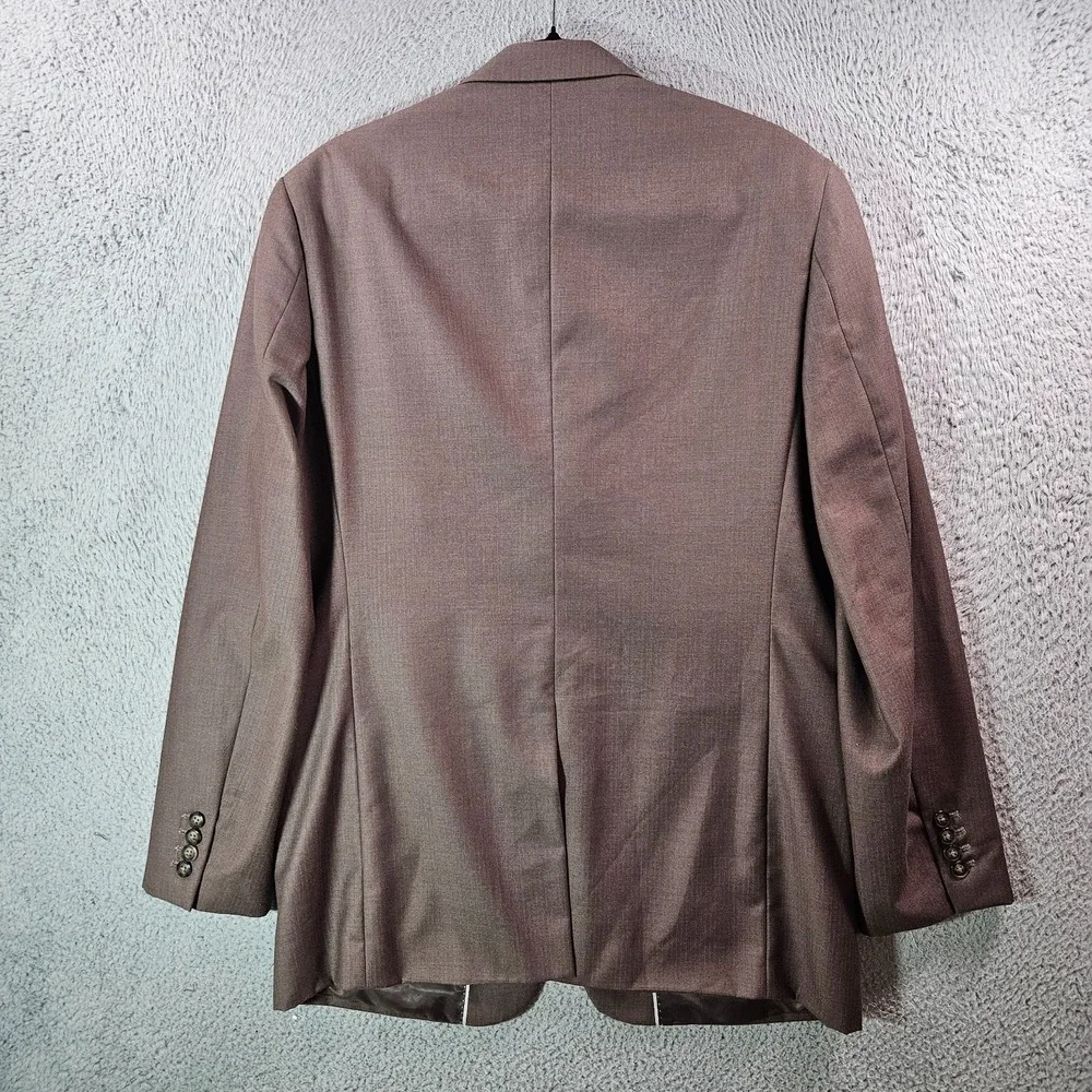NEW Perry Ellis 40S Suit Blazer Jacket Men Classic‎ Fit Poly Textured Brown